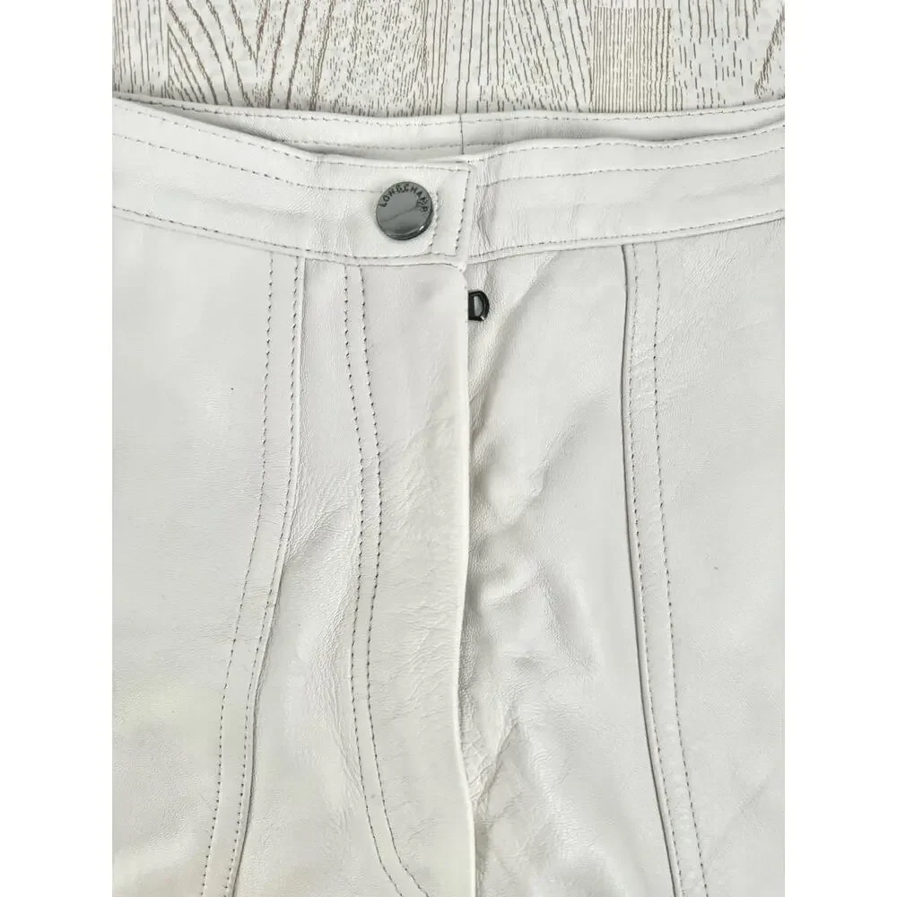 Longchamp White Italian Lamb Leather Pants Tapered Joggers High Rise Pants Sz 36 - Picture 6 of 15